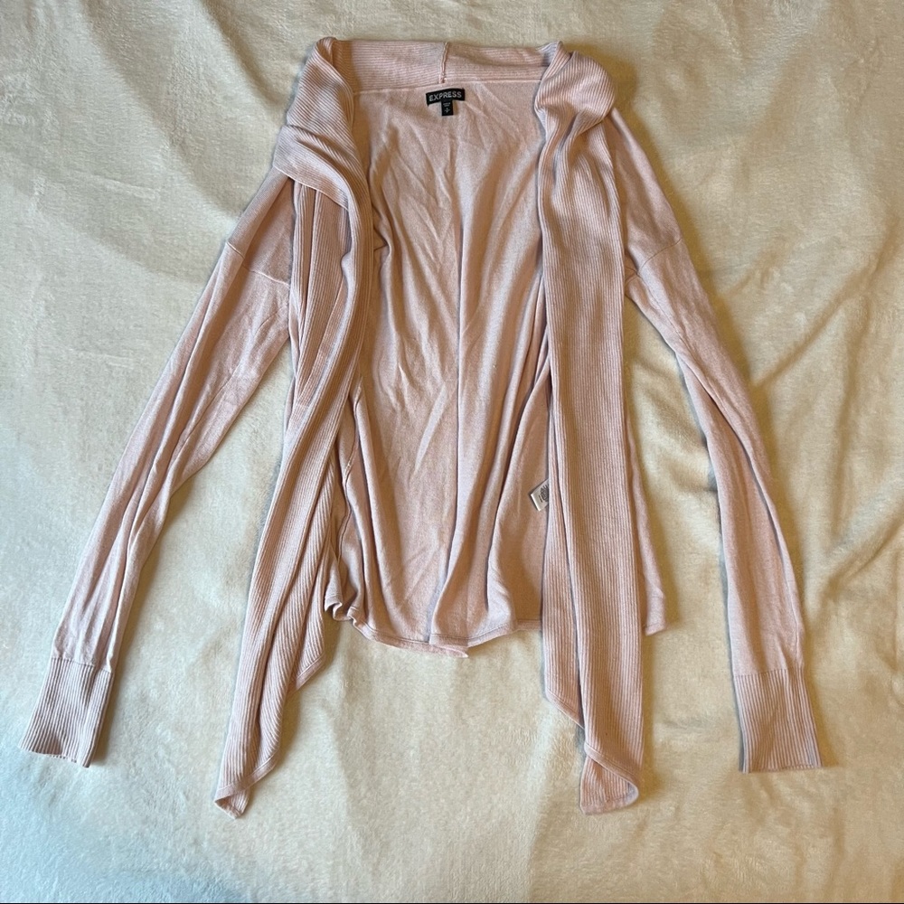 Express Light Pink Asymmetrical Hem Cardigan Size Small Baby Pink